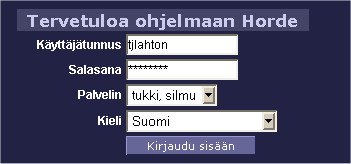 Horden kirjautumissivu