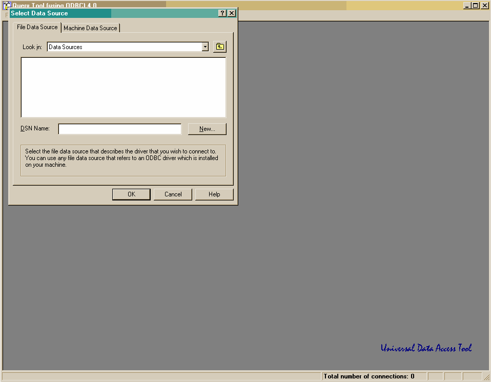 ODBC Query toolin n�kym� heti ohjelman k�ynnist�misen j�lkeen