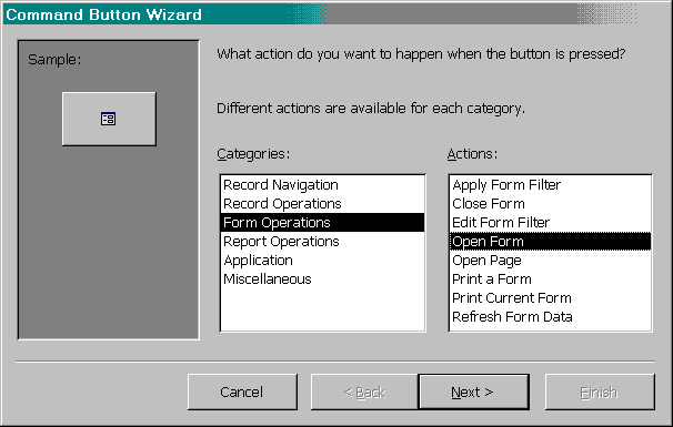 Valitaan Form Operations ja Open Form