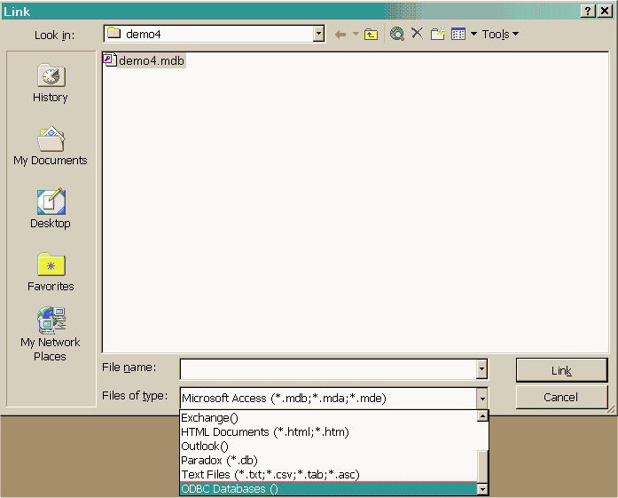 Valitse ODBC Databases