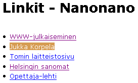 linkkien värit linkkien värit