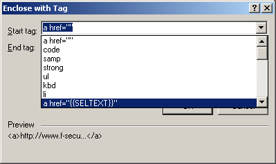 HTML-kitin ALT-INSERT-dialogi