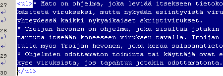 HTML-kitiss� alueen maalaaminen