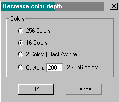 Irfanviewin decrease color depth -dialogi