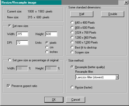 Irfanviewin resize-dialogi