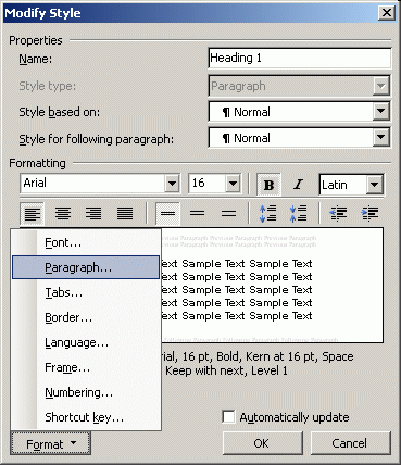 Modify style -dialogi