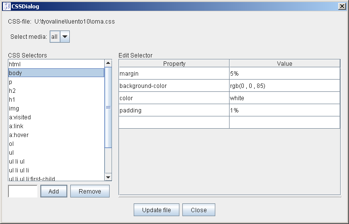XetorjEditin CSSDialog