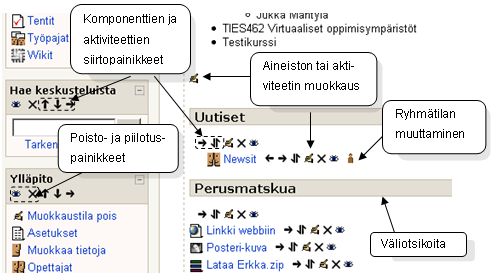 Kurssin etusivun muokkaus