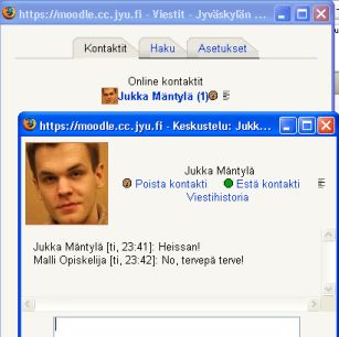 Moodlesta pikaviestint�-ikkuna l�ytyy linkist� Viestit...