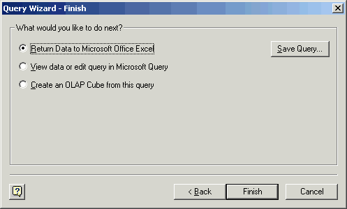Return data to Microsoft Excel