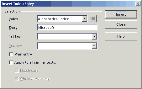 Insert index entry