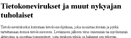 Dokumentin alku selaimessa katsottuna
