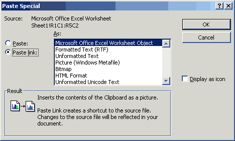 Taulukon linkitt�minen Wordiin