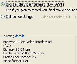 Valitse DV-avi