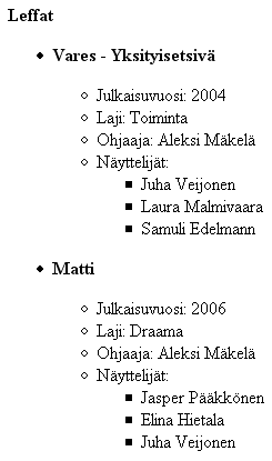 Esimerkkituloste elokuvista