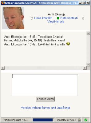 Moodlesta pikaviestint�-ikkuna l�ytyy linkist� Viestit...
