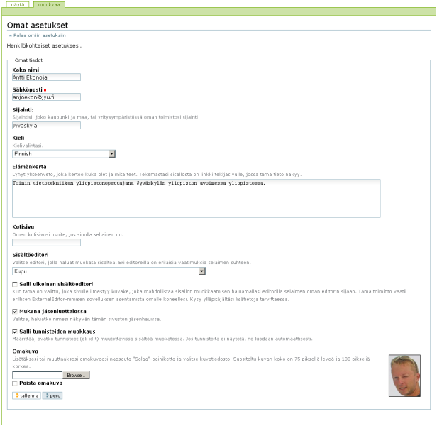 Plone-sis�ll�nhallintaj�rjestelm�n henkil�kohtaiset asetukset