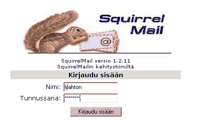 Squirrelmailin kirjautumissivu