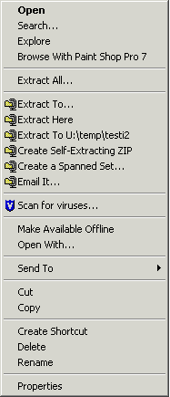 Extract to U:\temp\testi2