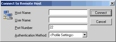 F-Secure SSH:n connect-dialogi