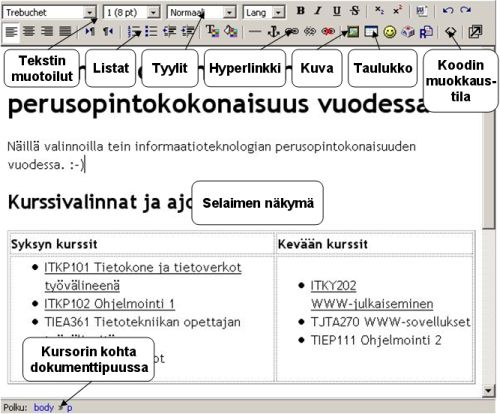 Kirjoittaminen RichText-editorilla