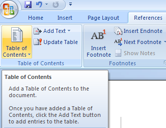References|Tables of Contents