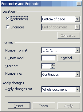 Footnote and Endnote -dialogi