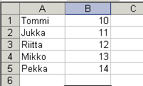 Taulukko exceliss�