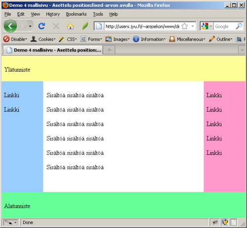 Esimerkkikuva position:fixed-asemoinnista