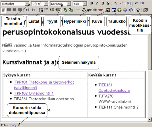 Kirjoittaminen RichText-editorilla