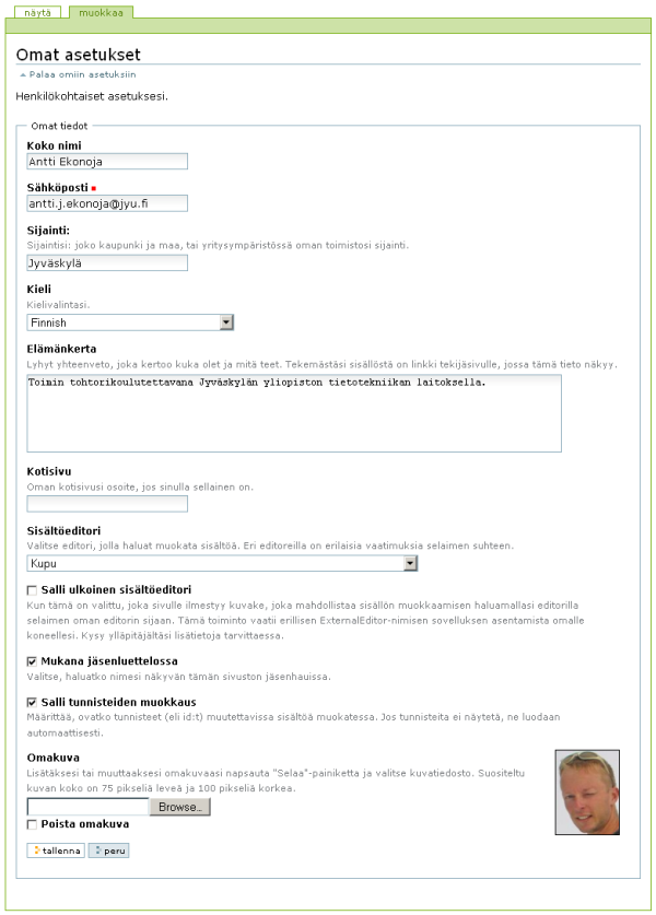 Plone-sisällönhallintajärjestelmän henkilökohtaiset asetukset