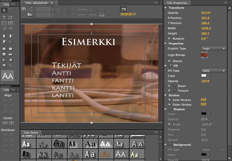 Tekstin editointi
