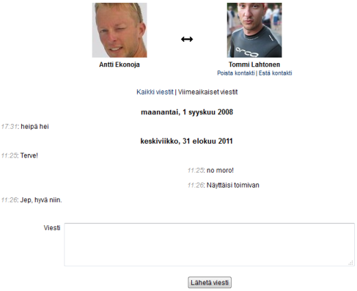 Moodlesta Pikaviestintä-ikkuna löytyy linkistä Viestit...