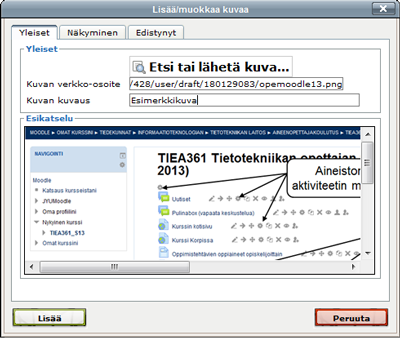 Kuvan lisääminen Moodle-järjestelmään