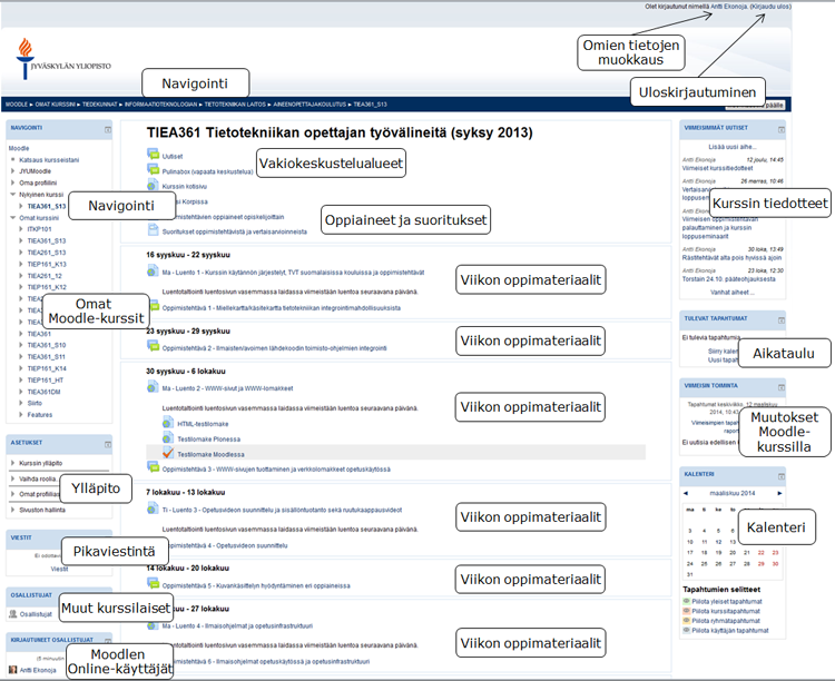 TIEA361-kurssin vuoden 2013 etusivu Moodlessa