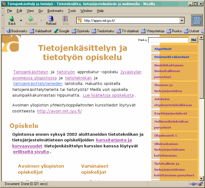 appro.mit.jyu.fi:n etusivu tyylim��ritysten kera
