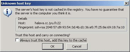 Unknown host key