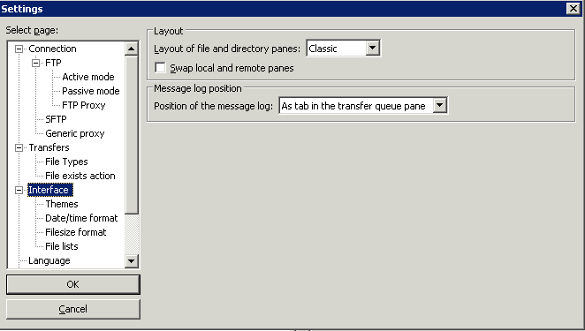 filezilla settings