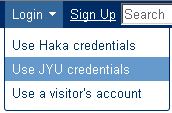 Confluence-wikin login: valitse Use Jyu Credentials