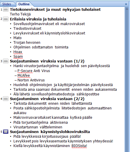 Tekstin jäsentäminen jäsennystilassa