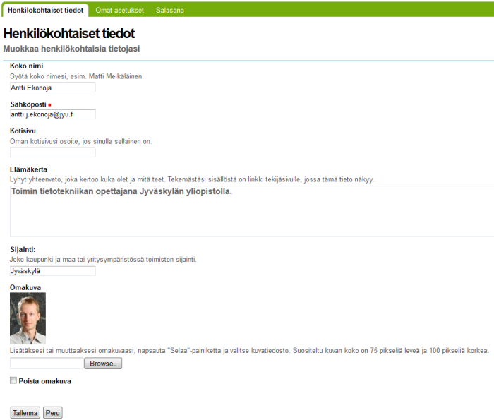 Plone-sisällönhallintajärjestelmän henkilökohtaiset asetukset
