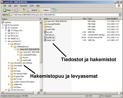 Yleiskuva Windows XP:n työpöydästä
