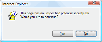 This page has an unspecified potential security risk